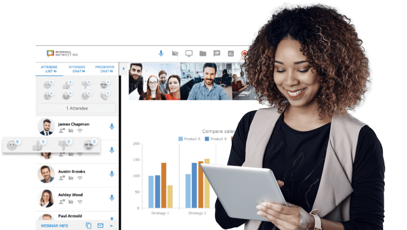 Anymeeting Webinars screenshot - phone, desktop and mobile app