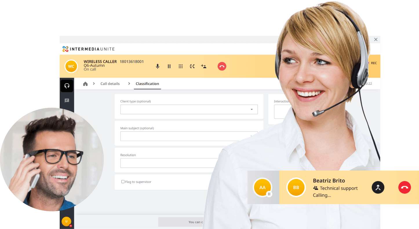 Contact Centre screenshot - phone, desktop and mobile app